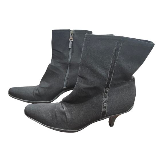 Vintage PRADA Italy Black Nylon Ankle Booties Side Zip Size 39.5 Calzature Donna - Picture 1 of 7